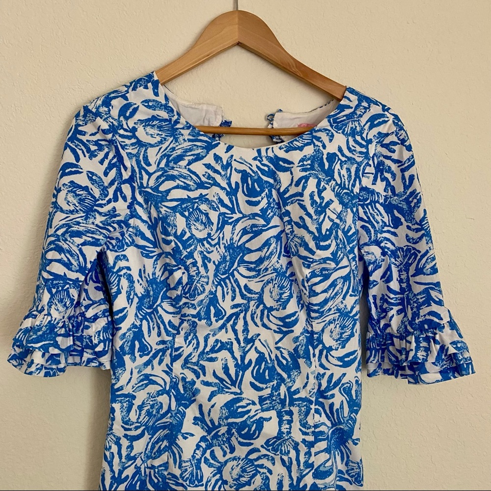 Lilly Pulitzer Blue Lobster Coral Dress 4 - Picture 2 of 5